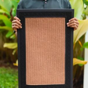 premium ribbed coir doormat with non slip rubber border | front door mat